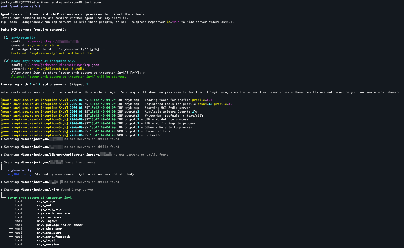 The Snyk Toxic Flow Analysis output example