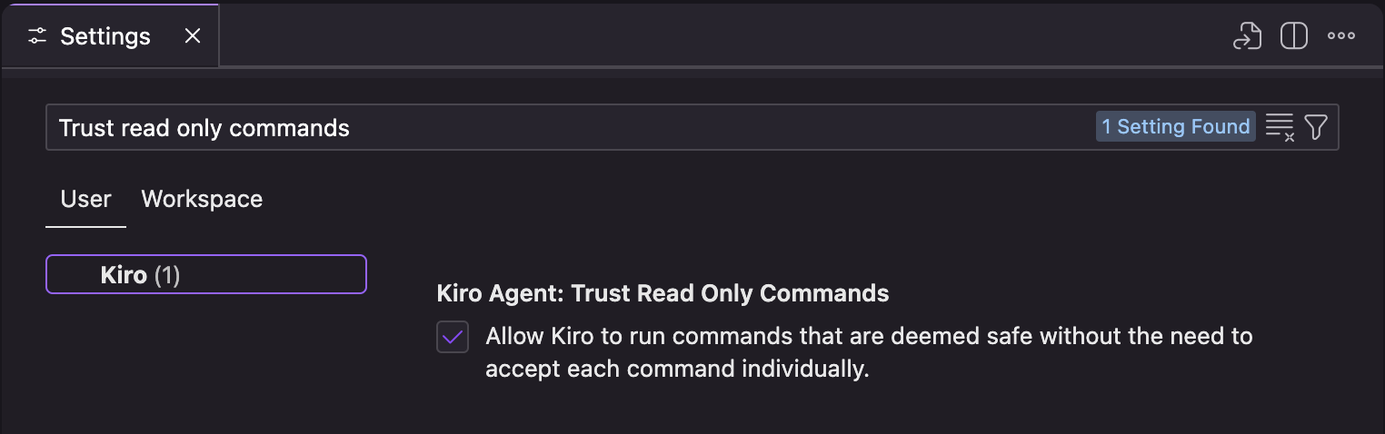 Kiro Trust Read Only Command Setting